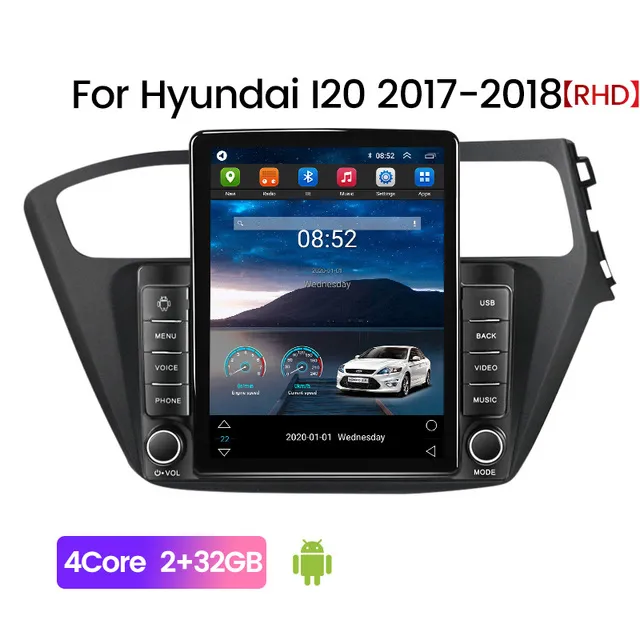 Stéréo vidéo de voiture GPS Android 9 pouces pour 2014-2017 Hyundai i20 RHD avec prise en charge AUX Bluetooth MirrorLink caméra de recul OBD II