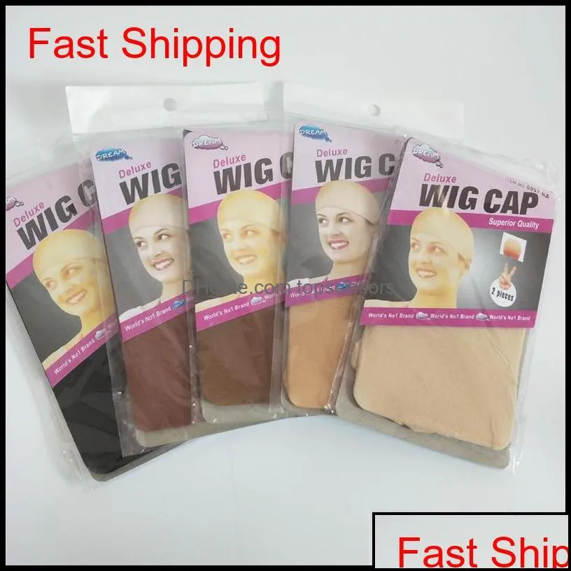 Wig Caps Deluxe Cap 24 Units 12Bags Hairnet For Making Wigs Black Brown Stocking Liner Snood Nylon Me Qylnyf Babyskirt Drop Delivery Dhj3O