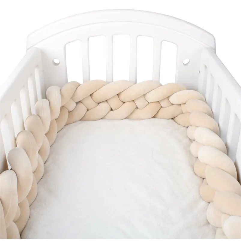 Bed Rails 4 Strands Baby Crib Braid Bumper Cot Side Protector Infant Bebe Bedding Set For Baby Girls Boys Braid Knot Pillow Cushion Decor 220827