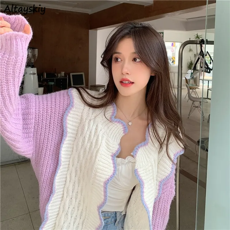 Femmes Fourrure Fausse Fourrure Cardigans Femmes Automne Simple Mode Patchwork Doux Vêtements Conception Tricoté Manteau Streetwear Élégant Ins Kpop Ulzzang Chic 220826