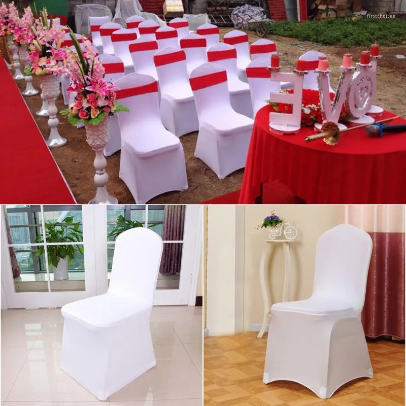 Chair Covers ES#Universal White Stretch Spandex Cover Lycra Polyester Fabric Wedding Banquet Party El Dining