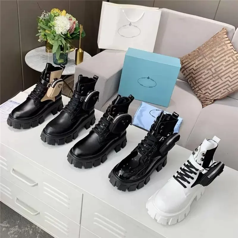Designer Monolith Boots Ankle Nylon Pocket Boot Wear-Resistant Rubber Shoes Winter Thick-Soled Martin Bootss High-Top Platform Booties