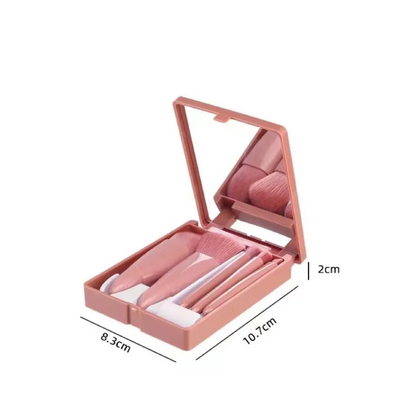 Mini Portable Makeup Brush Kit Set with Cosmetic Mirror Eyeshadow Lip Brushes