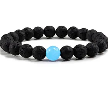 Fios de moda Pedra natural 8mm preto preto turquesa vulcânica pedra amarela amarela olho pisncha pulseira elástica de corda a distância de pulseiras s3e4j