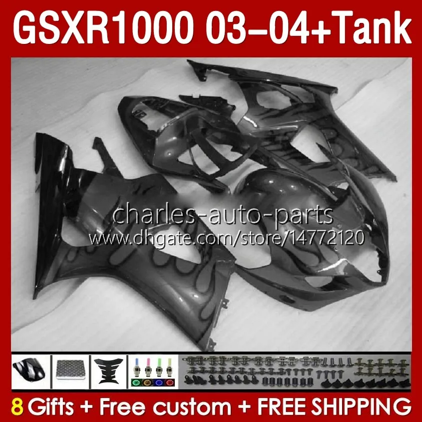 OEM Fairings-kit voor Suzuki GSXR 1000 CC K3 GSXR-1000 2003-04 Carrosserie 147No.222 GSX-R1000 1000cc GSXR1000 03 04 GSX R1000 2003 2004 Instagie Mold Fairing Flames Stock