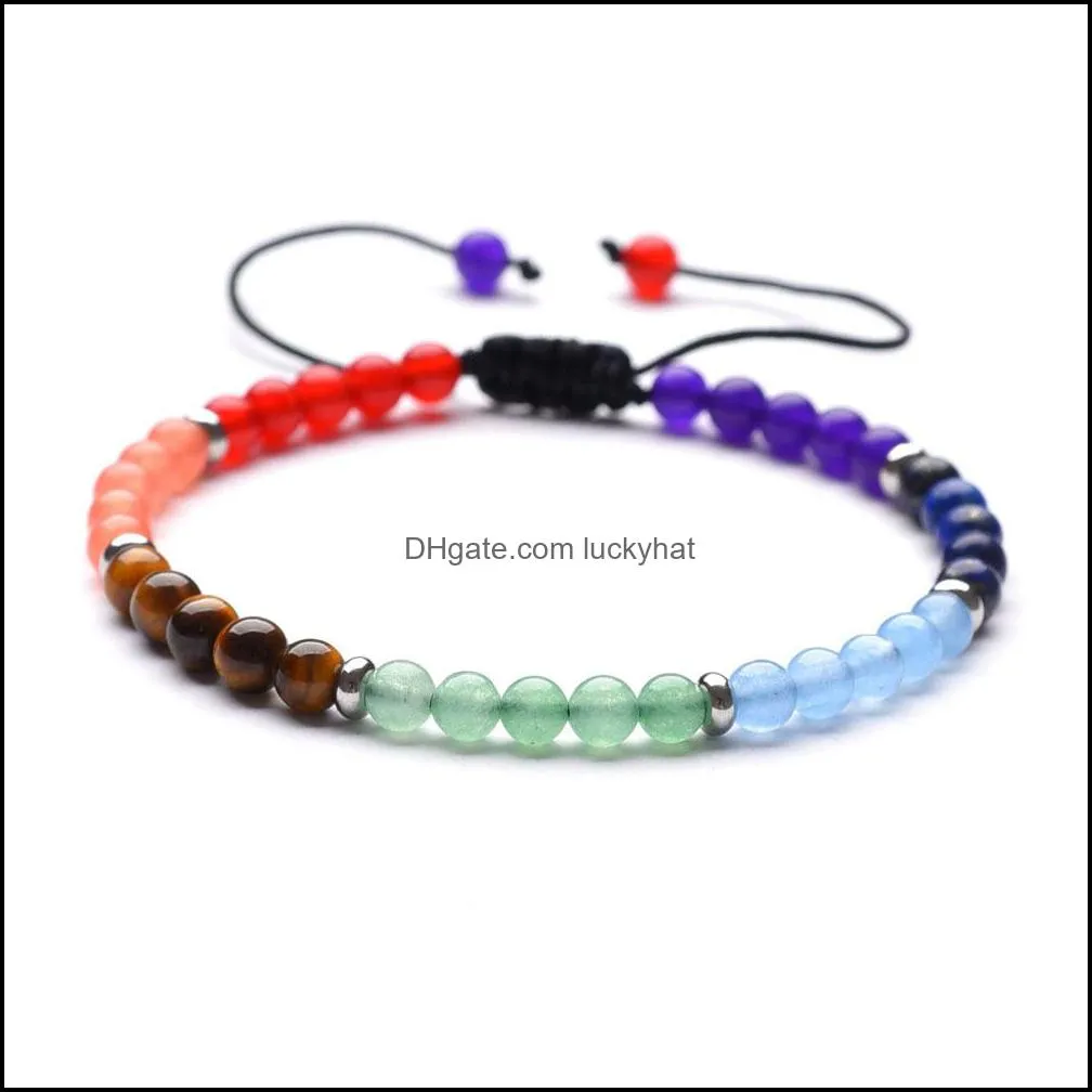 Beaded Strands 10Pc/Set 7 Chakra Stone Beaded Friendship Bracelet Handmade Faceted Natural Glass Beads Rope Drop Delivery 2021 Jewel Dhrwe