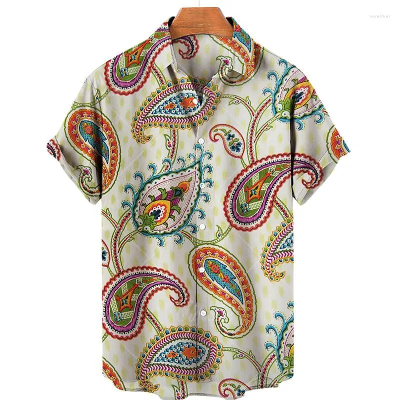 M￤ns casual skjortor unisex cashew blommor t sommar hawaiian m￤n woemn t-shirt l￶s andas korta ￤rmdevade 3D-tryckk￶p