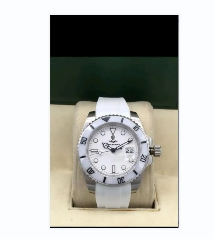 Mentide Crown Automatic Bamford Watch Men Date White Ceramic Rotation Rotation Solte en caoutchouc Dive 116610 116613 Sport 116618 114060 Oysterflex Watches