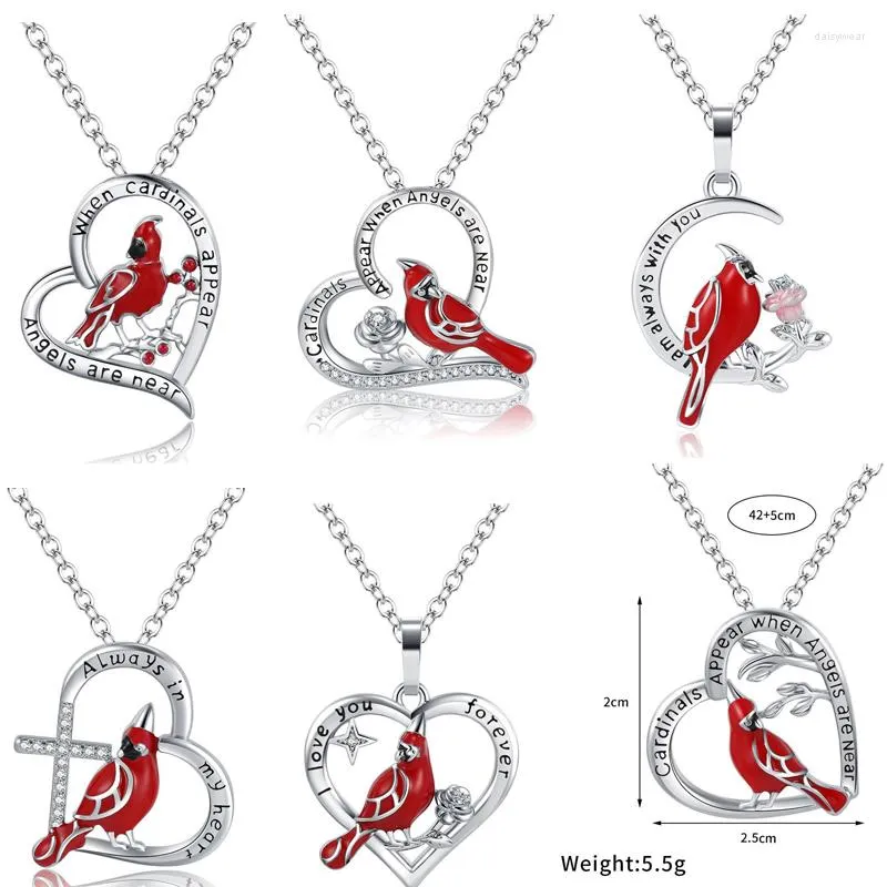 Pendant Necklaces Red Cardinal Necklace Moon Decorative Jewelry Rose Pendants Accessory For Couple Women Valentines Day Wedding Gift