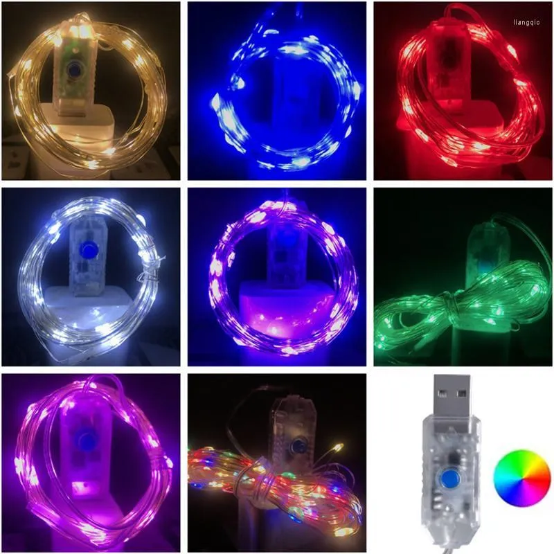 Saiten USB LED Lichterketten Kupferdraht Wasserdicht Fee Girlande Licht 8 Modi Outdoor Twinkle Weihnachtsjahr Dekoration