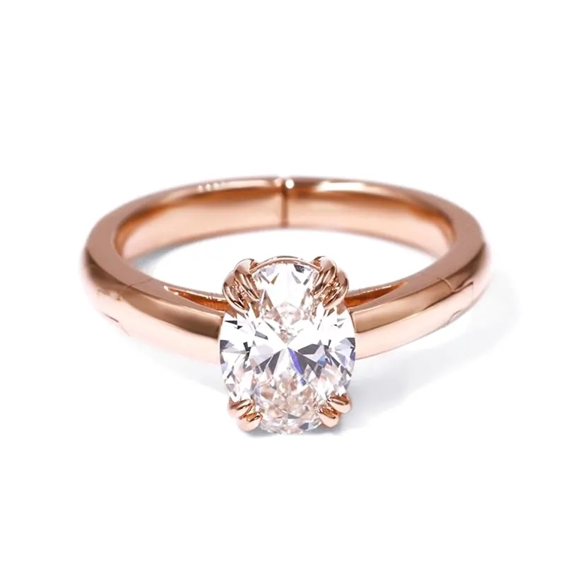 خواتم الزفاف Tianyu Gems 2Ct Solitaire Oval Diamonds Women 10k14k18k Rose Gold 7x9mm Jewsed Jewelry 220826