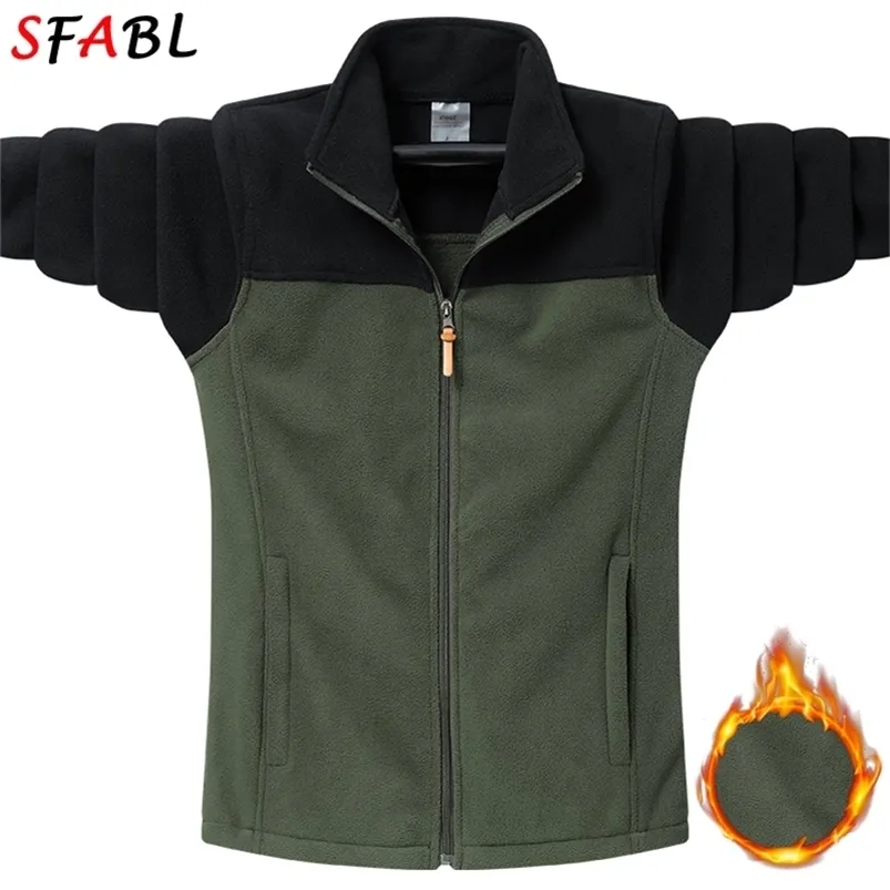 Men's Jackets SFABL 8XL 9XL Fashion Patchwork Fleece Jacket Men Spring Sports Parkas Coat Men Windbreak Outwear Male Warm Fleece Jacket Women 220826