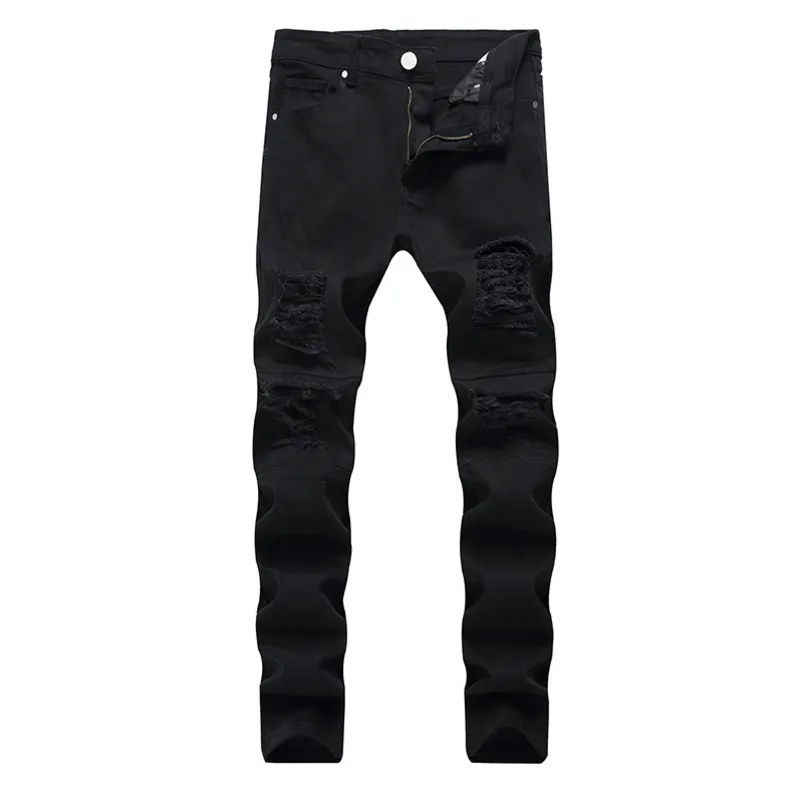 Jeans maschi maschi sfilacciati jeans trendy microelastic piccoli pantaloni di moda dritta quattro stagione per maschio di grandi dimensioni 220827