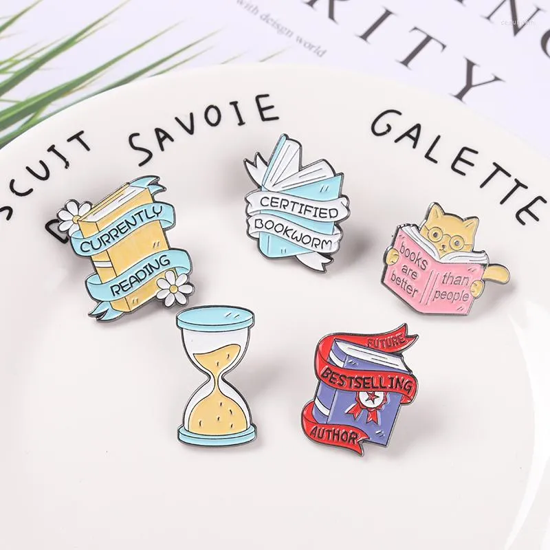 Broches lecture livre émail broche sablier "le livre est meilleur que les gens" accessoires vêtements sac à dos Badge cadeau pour femmes hommes