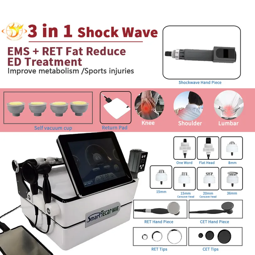 Máquina de emagrecimento Slimming Machine de baixa intensidade Foco Terapia de ondas de choque Instrumento para Bakc