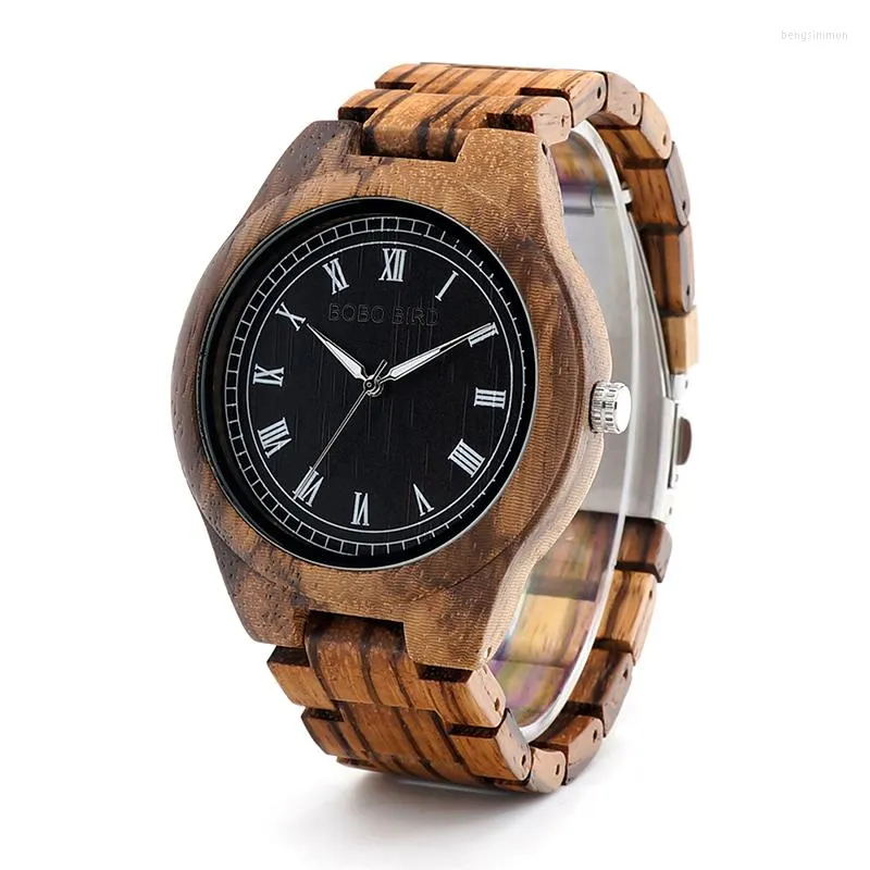 Montres-bracelets Bobo Bird Montres en bois Hommes Bracelet en bois naturel Fait à la main Japon Mouvement Quartz Montre-bracelet de luxe Hommes Cadeaux Relogio Masculino