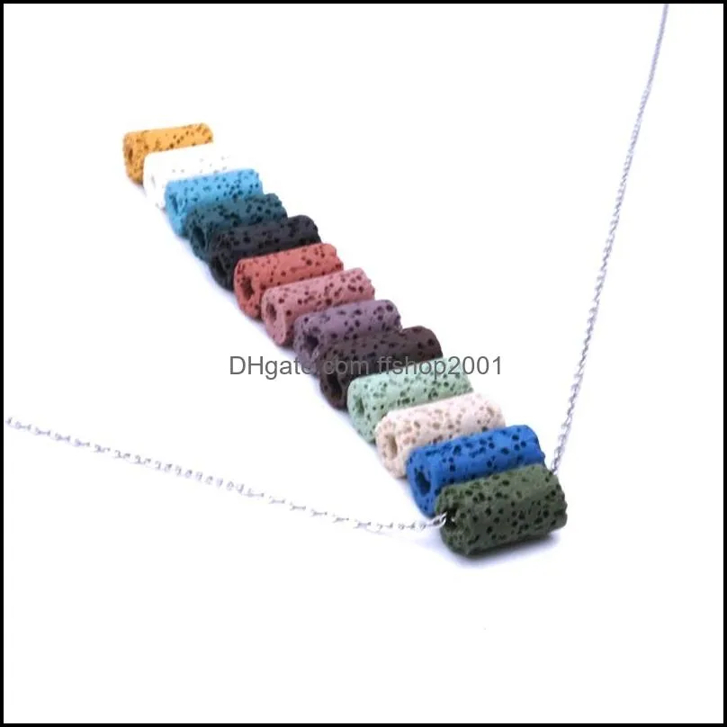 Colares pendentes cilindro colorf rosa azul verde preto marrom marrom aromaterapia com pedra essencial Óleo essencial por colar de colar de difusor Jewe dh8ce