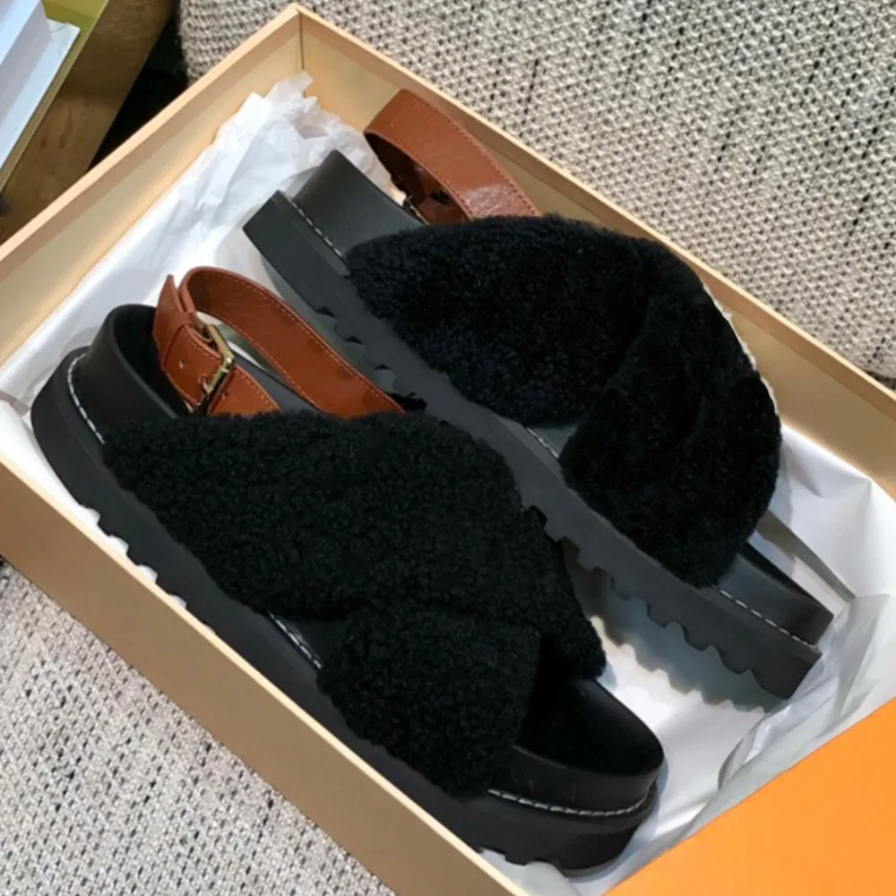 Adjustable Leather Shoulder Straps And Footbed Set For Optimal Comfort PASEO SANDALS FLAT COMFORT Shearling Sandals From Blackpshoes 49.61 DHgate.Com