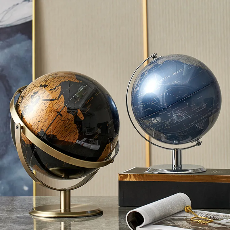 Objetos decorativos Figuras Retro World Globe Decoration Mapa terrestre Decoração de casa moderna Geografia Educação Acessórios para mesa do escritório 220827