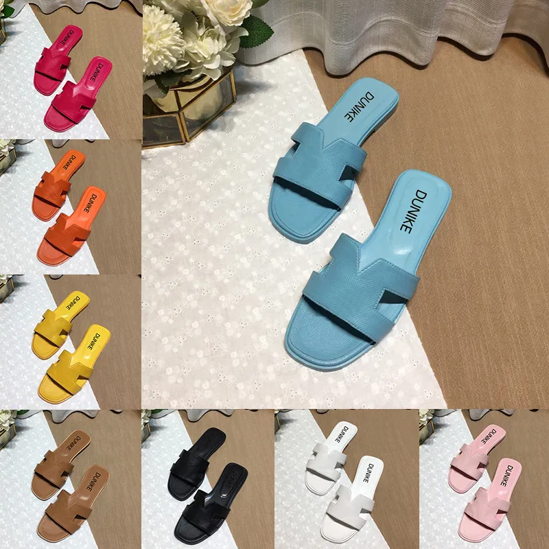 Kutu Tasarımcısı Oran Sandalet Ile Lüks Terlik Düz Kadın Deri Sandal  Çevirme Sneaker Terlik Toz