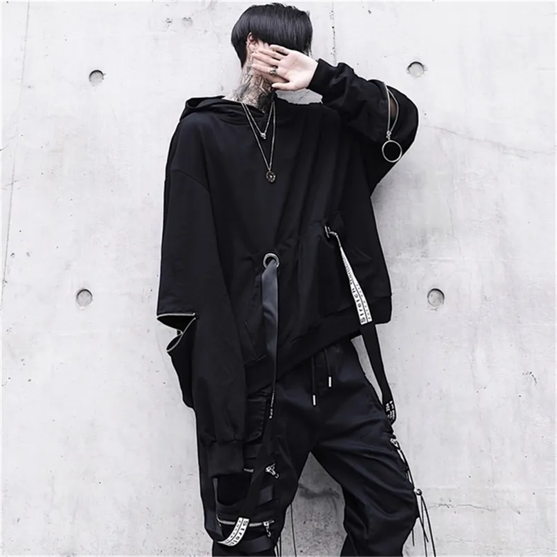 Sweats à capuche pour hommes Sweatshirts HOUZHOU Sweats à capuche pour hommes noirs Goth Sweat à capuche Automne Techwear Gothic Darkwear Sweat à capuche Streetwear Hip Hop Harajuku 220826