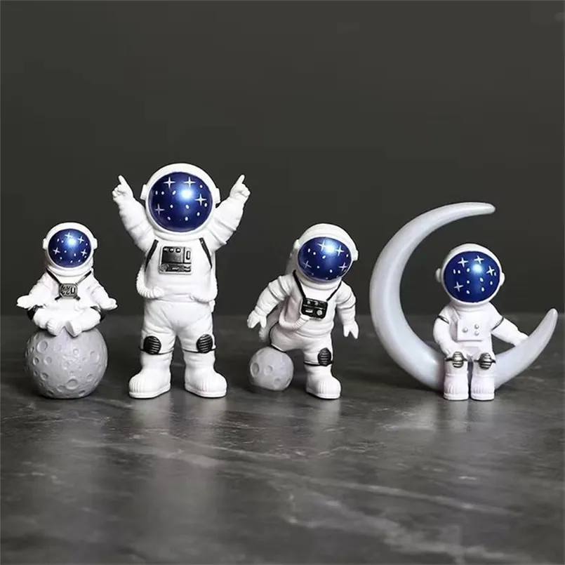 Objetos decorativos Figuras 4pcs resina astronauta Figura Estátua Figura Spaceman Sculpture Educational Toys Desktop Kids Gift 220827