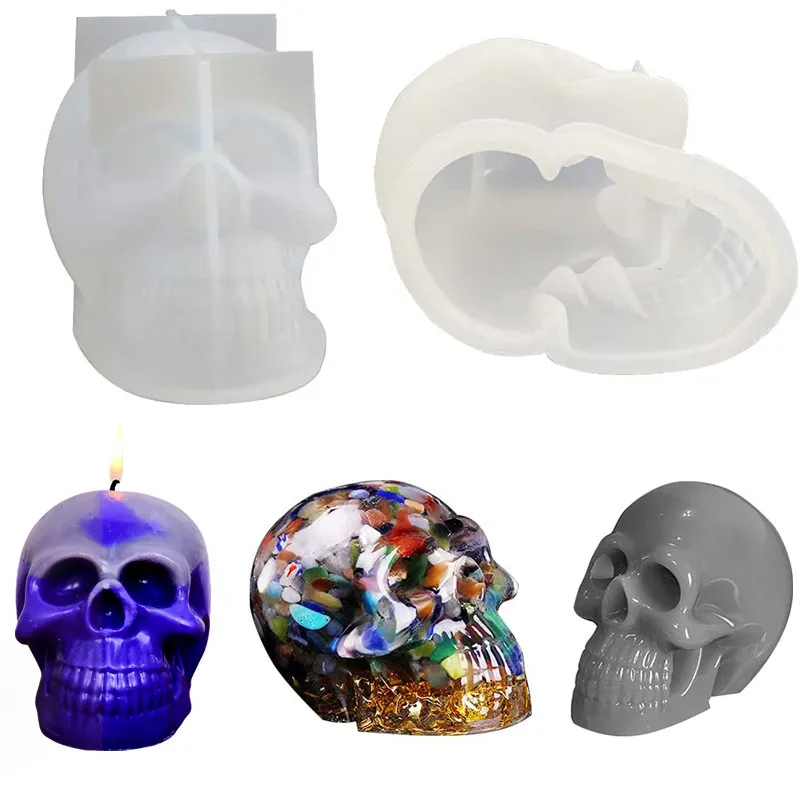 Other Arts and Crafts Large Skull Shape Silicone Candle Mold Epoxy Mould Handmade Soap Ice Cube Molds Silikone Halloween Home Decoration Food Grade 20220826 E3