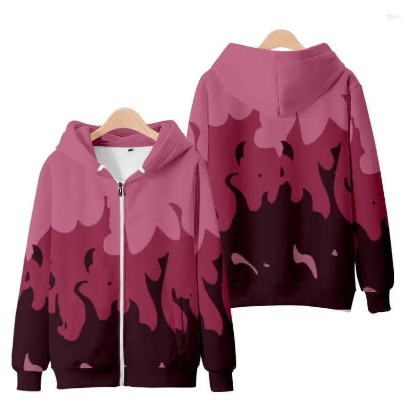 Hoodies masculinos Men Hoodie Aphmau Merch Zipper Flame Purple and Red 3D Imprimir casaco legal Mulheres/homens Jaquetas de rua Kawaii