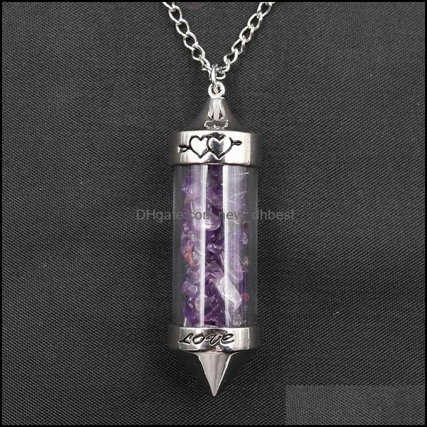 Pendanthalsband Reiki Healing Crystal Wishing Bottle Sweater Chain Lady Wild Temperament Personality Halsband Drop Delivery 2021 Je Dhyta