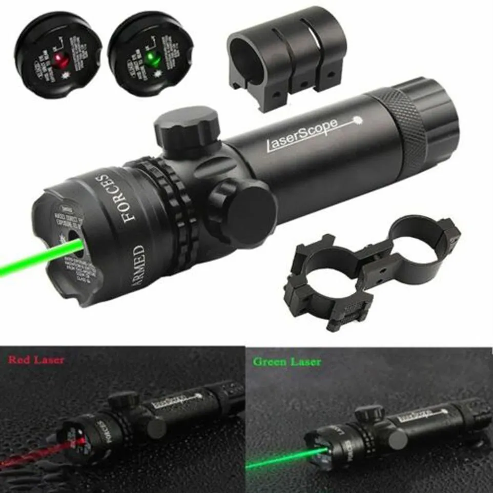 Green Red Lasers Pointer Dot Gun Laser Sight 532nm Rifle Scope with 20mm Picatinny Mount & 1'' Ring Mount Adapter Remote Pres228A
