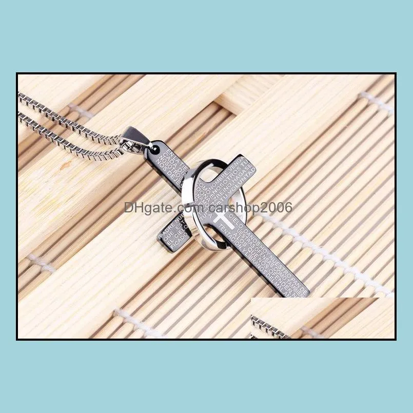 Pendentif Colliers Hommes En Acier Inoxydable Croix Seigneurs Prière Chaîne Collier Charme Costume Bijoux Drop Livraison 2021 Pendentifs Carshop2006 Dhiol