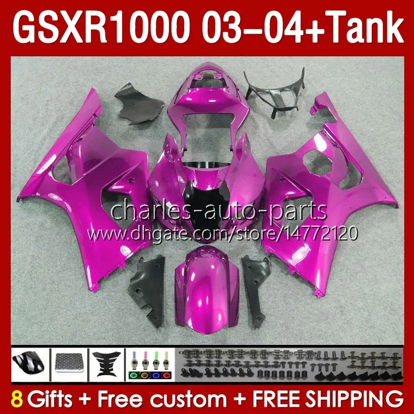 OEM-m￤ssor f￶r Suzuki GSXR-1000 K 3 GSXR 1000 CC K3 03 04 BODS 147NO.160 GSX-R1000 1000CC GSXR1000 03-04 GSX R1000 2003 2004 Injektion M￶gelm￤ssan Glossy Pink