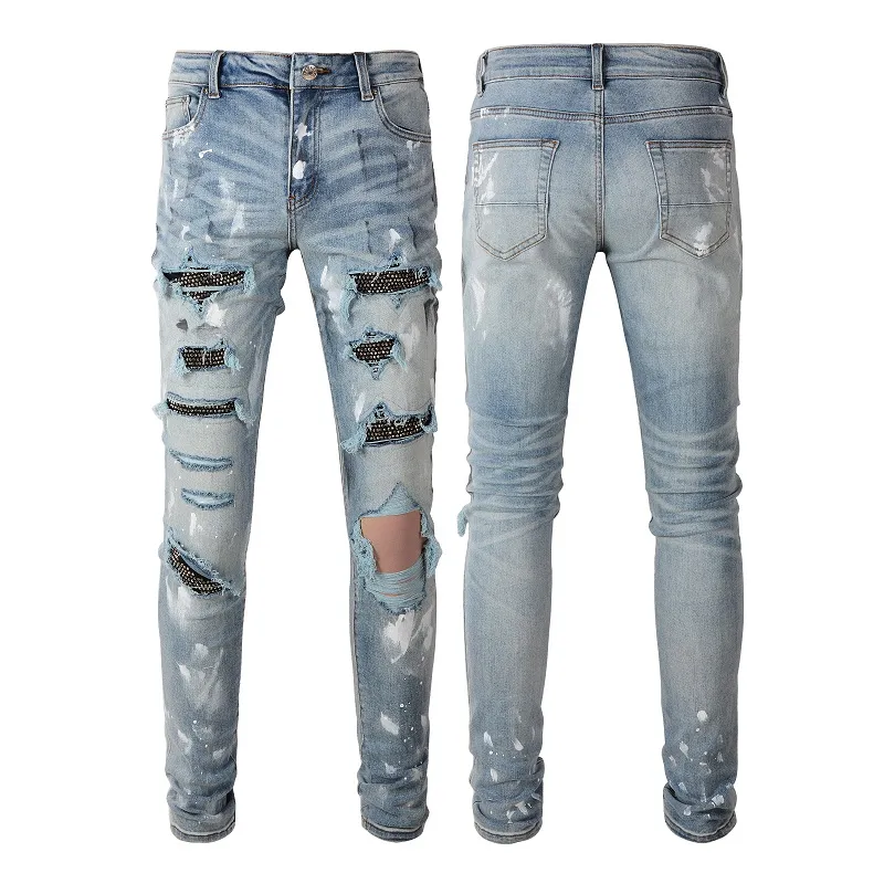 2021 Designer mens jeans hip-hop fashion zipper hole wash jean pants retro torn fold stitching men design motorcycle riding cool slim pant purple jeans for women 28-40