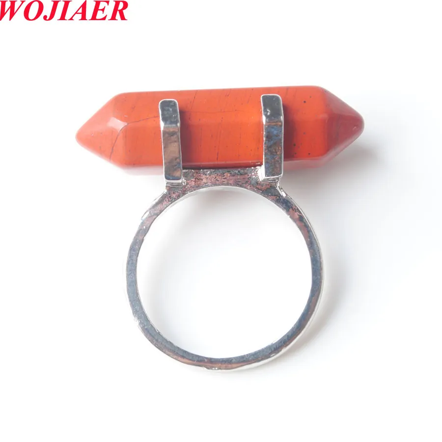 Wojiaer Hexagonal Deding Rings Natural Fashion Jewelry for Women Young Girl Quartzs Stone Jewelry Ladolesal BZ912