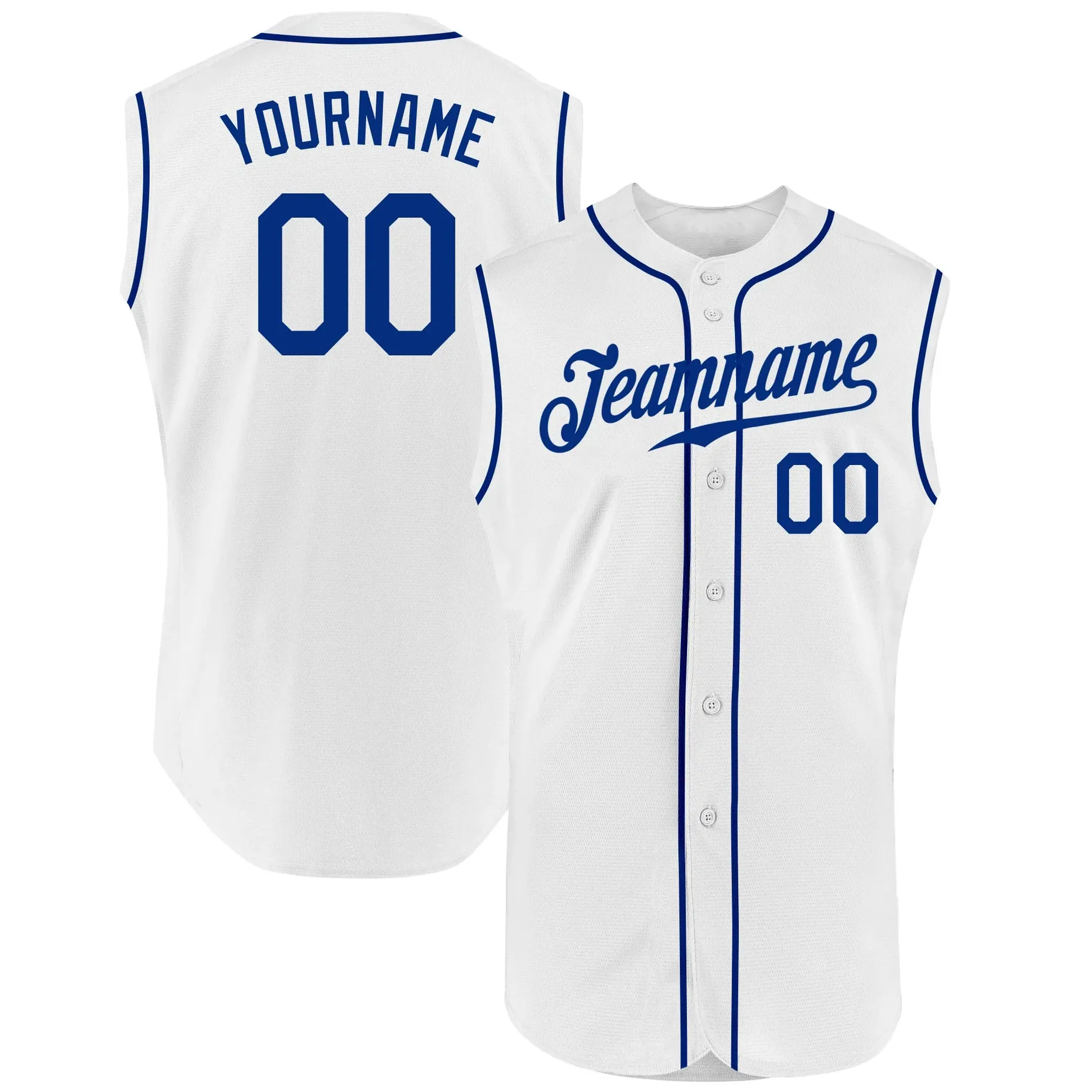 Custom White Royal Authentic Sleeveless Baseball Jersey 564456