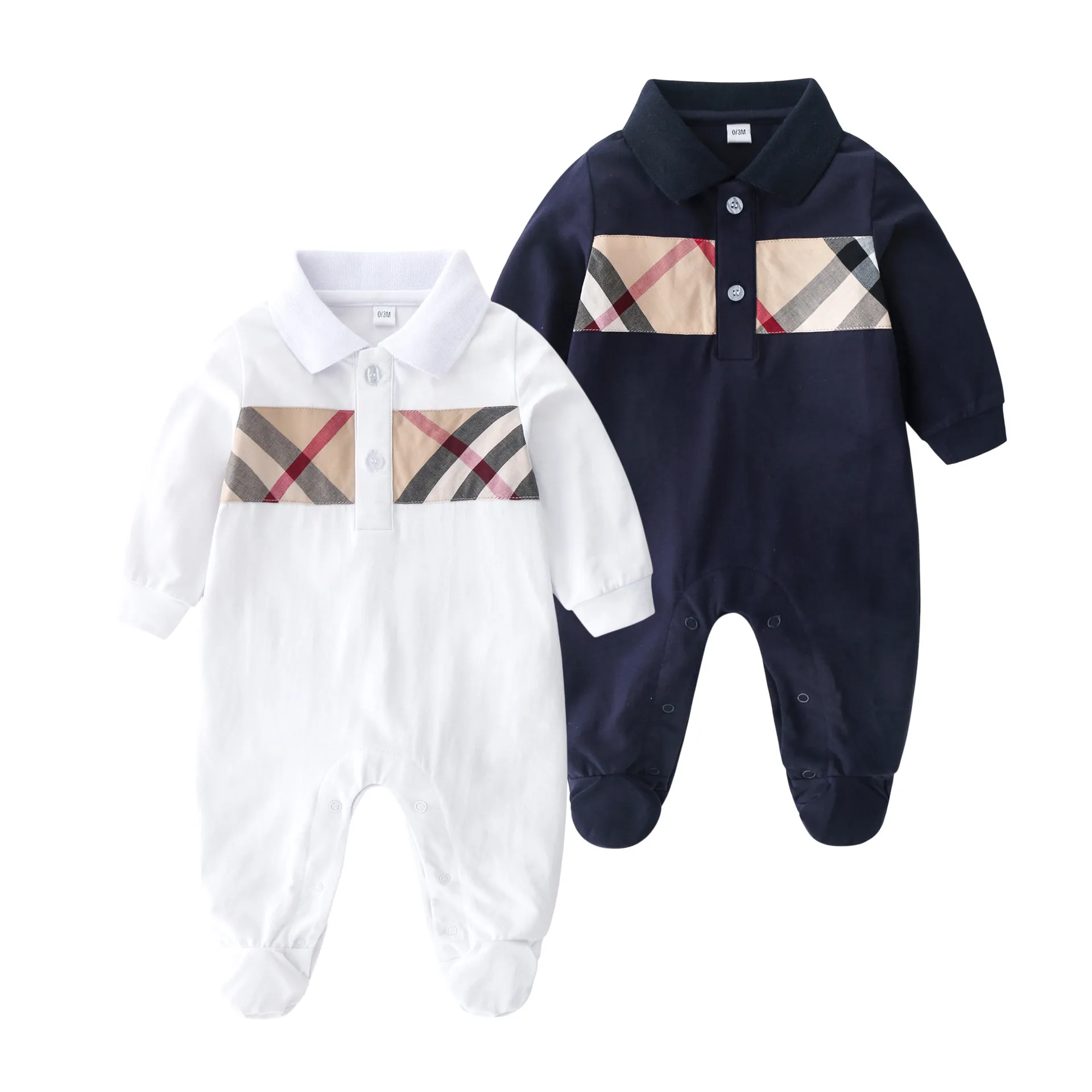 Designer Rompers Vêtements pour bébés Combinaisons en pur coton 0-24M Printemps Automne Hiver 2 couleurs