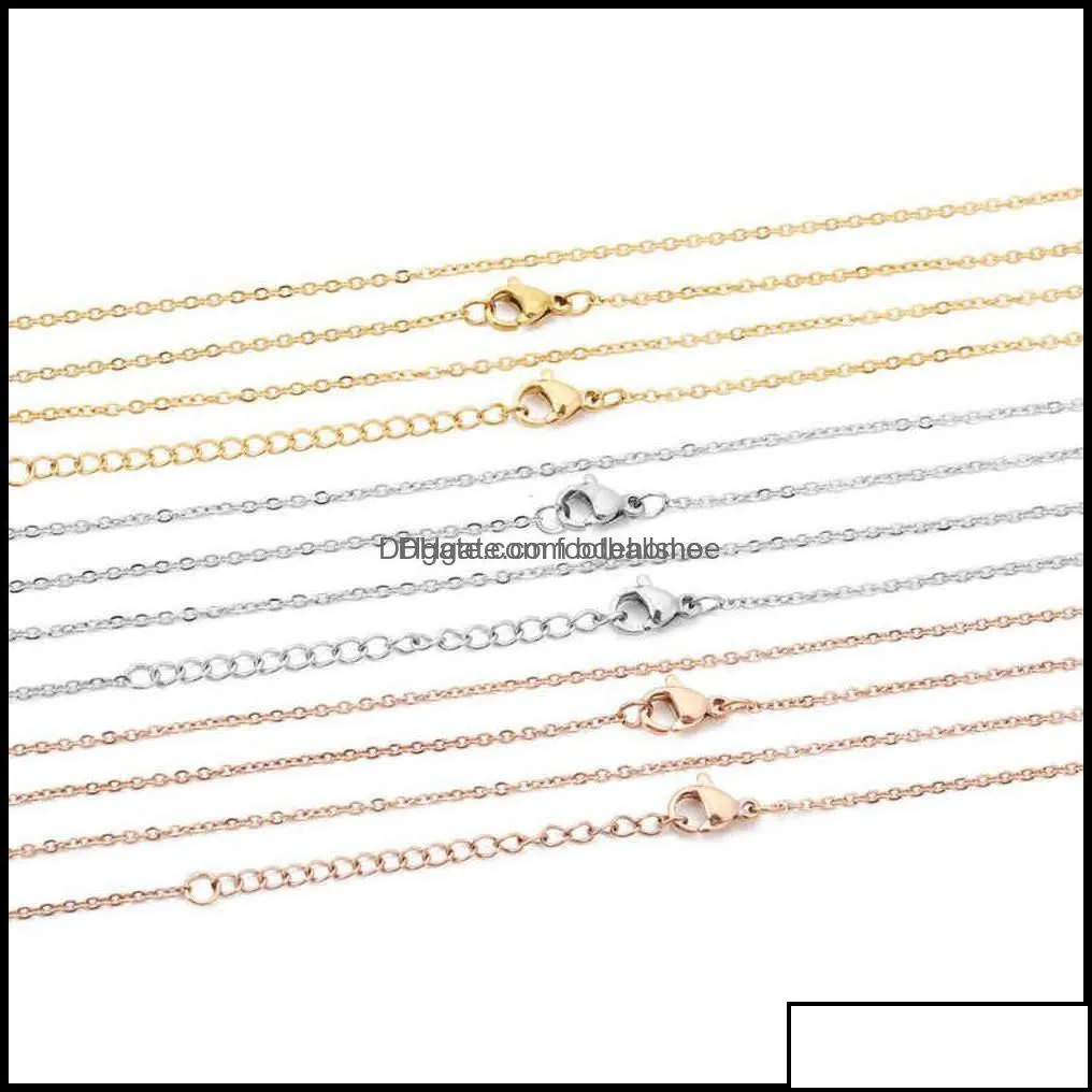 Beaded Necklaces Pendants Jewelry 5Pcs 316L Rvs 1.5 2Mm Rolo Ketting Gold Steel Tone 40 45 50 60Cm Long Chain Karabi Drop Delivery 2 Dhfu8