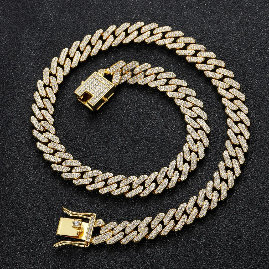 12mm Iced Out Cuban Link Chain & Bracelet Set - 18K/White Gold Plated With Prong-Set CZ Diamonds - View #11