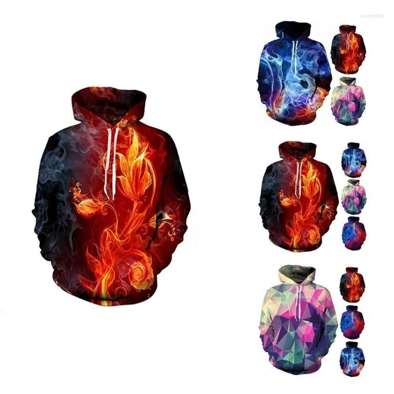 Herentruien Skin-Touch Warm 3D Flame Print mannelijke casual pullover hoodie voor school