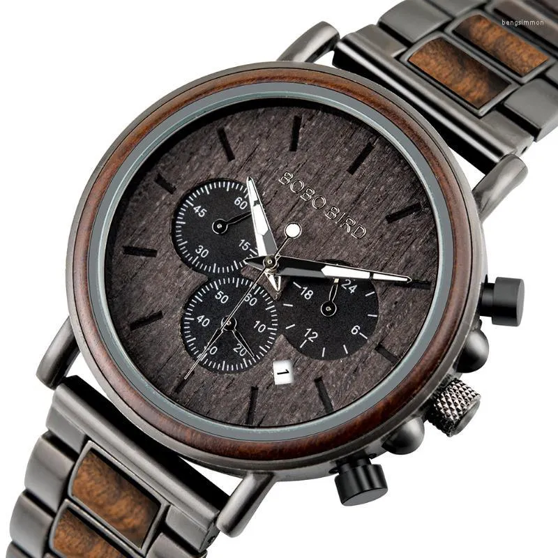 Montres-bracelets Bobo Bird montres pour hommes pour hommes montre à Quartz à la main en bois métal homme luxe homme montre-bracelet bois horloge poignet montres