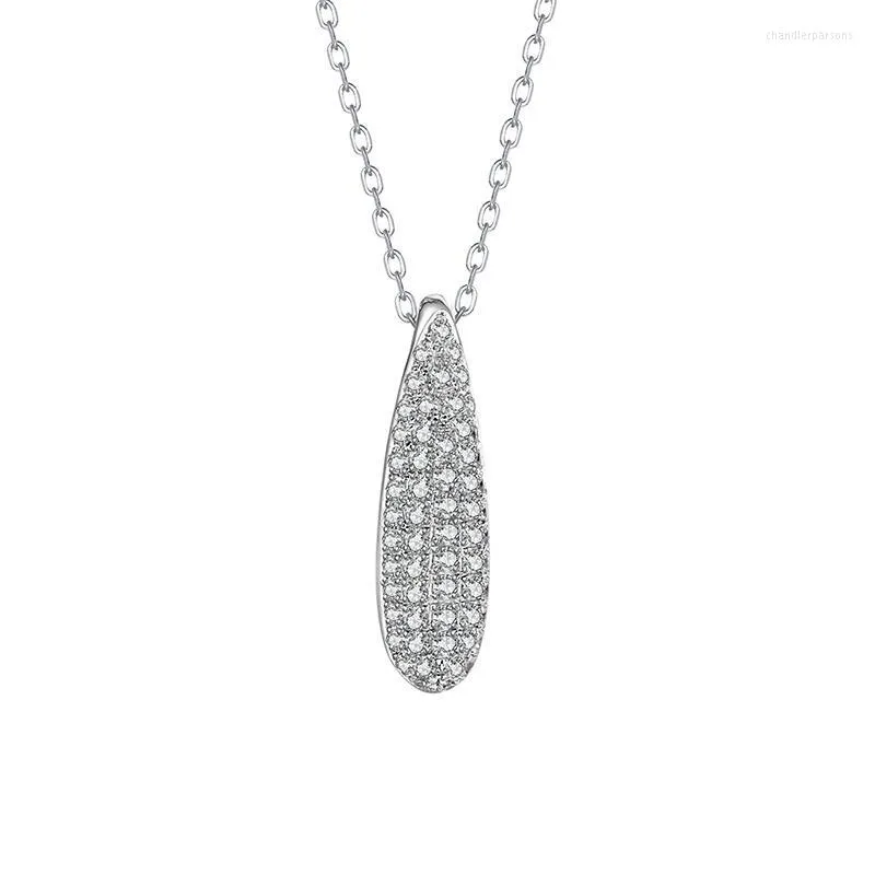 Łańcuchy prawdziwy wisior wodny w szyja moissanite dla kobiet dla kobiet prezent urodzinowy srebrna srebrna biżuteria