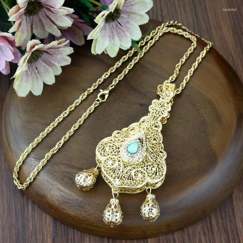 Pendant Necklaces Neovisson Gold Color Dubai Women Necklace Sweater Chain Morocco Ethnic Bride Wedding Jewelry Elegent Body Accessorie