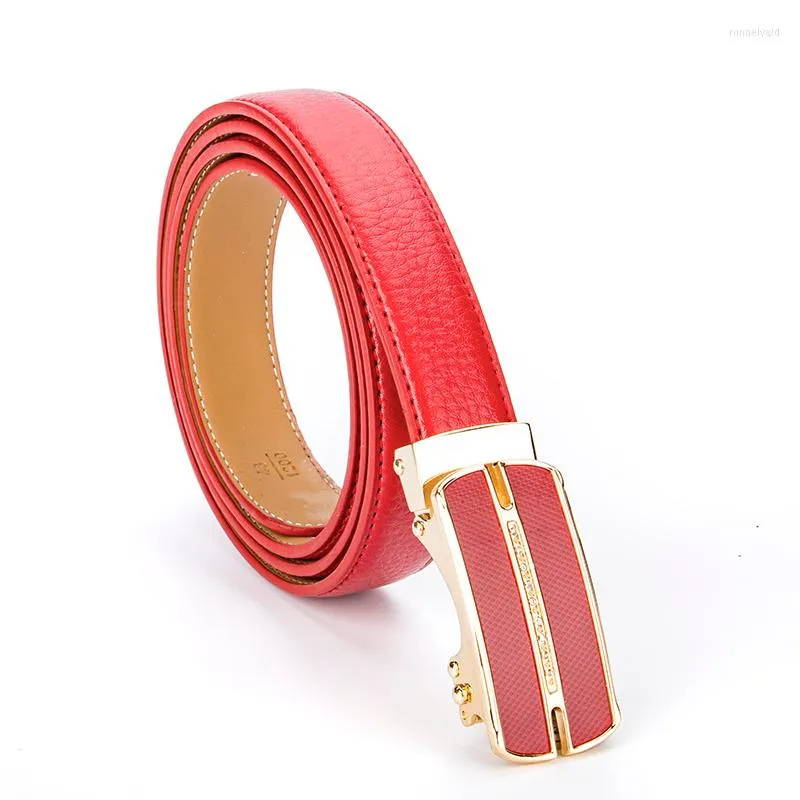 Luxury Red Designer Ladies Belt Genuine Leather Dress Accessory With