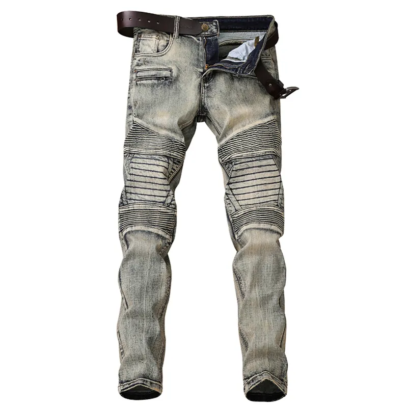 Męskie dżinsy chude dżinsy mężczyźni Lokomotywa Jean Homme Denim Spijkerbroeken Heren Biker Stretch Pants Slim Fit Duntalon Pantalon Hombre Fashion 220827