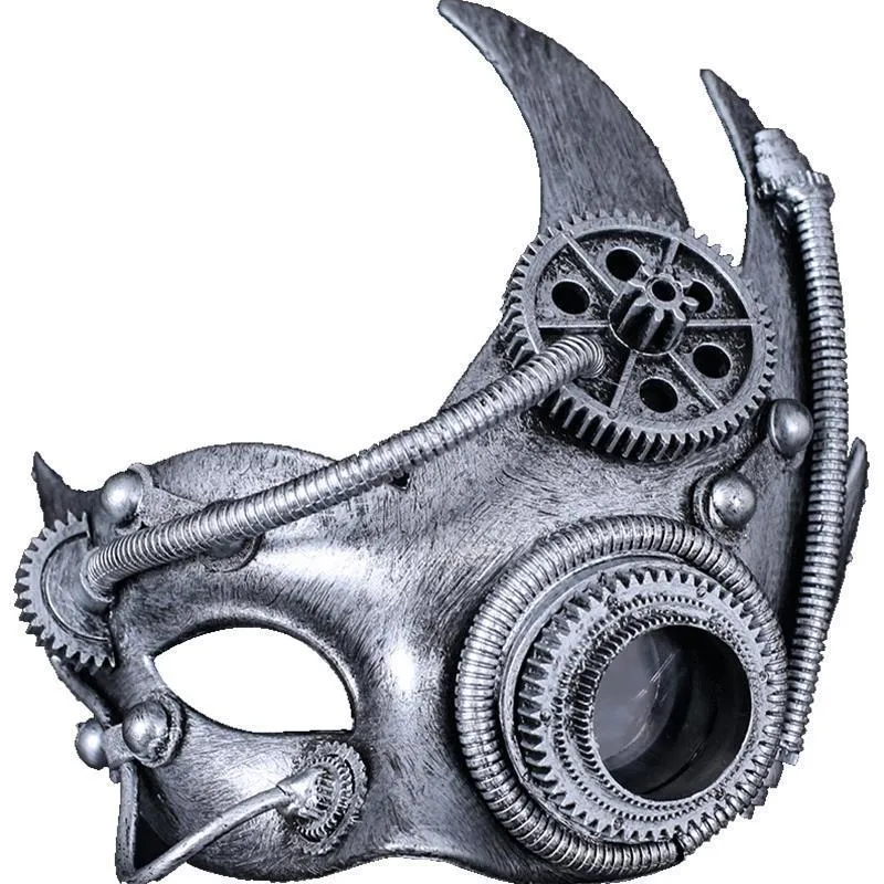 Party Masks Steampunk Phantom Masquerade Cosplay Mask Ball Half Face Men Punk Costume Halloween Party Costume Props Heavy Metal 220827