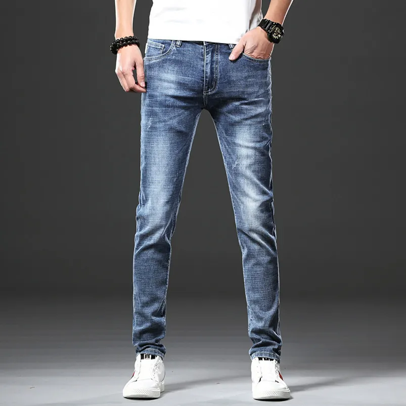 Jeans masculinos Jantour Marca Skinny Jeans Men Slim Fit Denim Joggers Stretch Masculino Jean l￡pis Pants Blue Men's Jeans Fashion Hombre 220827