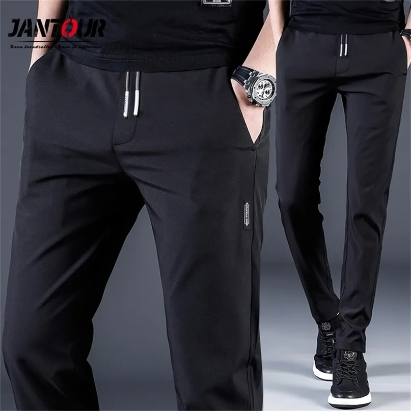 Pantalons pour hommes Jantour Marque Printemps Été Casual Hommes Pantalon Mince Slim Fit Travail Taille Élastique Jogging Pantalon Homme Plus La Taille 38 220827