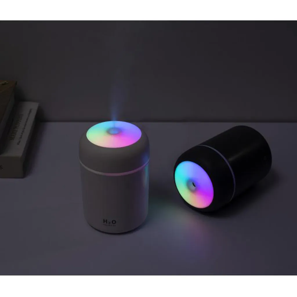 300ml Mini Air Humidifier Electric Air Diffuser Aroma Oil Diffuser USB Cool Mist Sprayer with Night Light for Home Office Car 