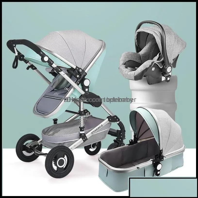 strollers baby kids maternity luxury baby stroller high landview 3 in 1 portable pushchair pram comfort for born drop delivery 2021