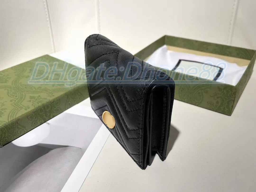Luxur Designer Mens Womens Marmont Coin Purse Wallet Card Holder Key Pouch Leather Cardholder Mini Cards Plånböcker med Box Five CA304S